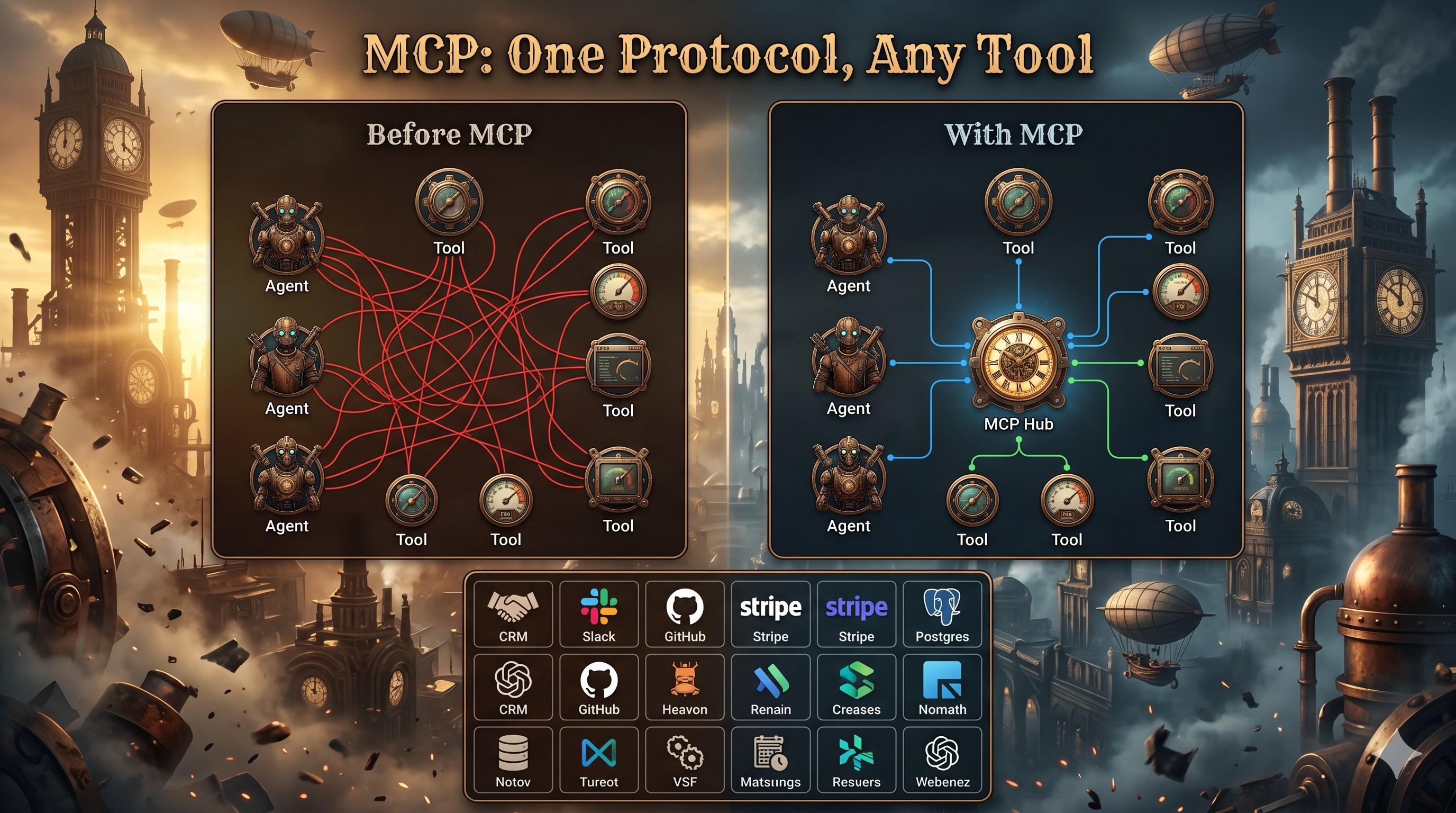 MCP: One Protocol, Any Tool — Before vs After
